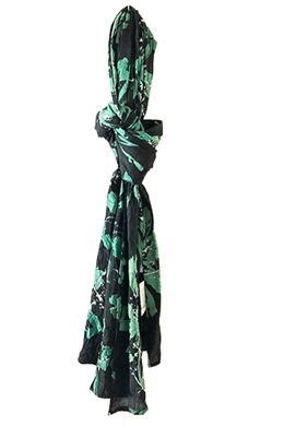 Tørklæde fra Soft B i grøn og sort - one size